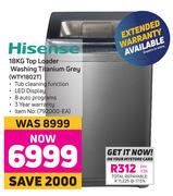 Hisense 18Kg Top Loader Washing Titanium Grey WTY1802