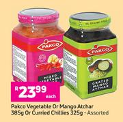 Pakco Vegetable Or Mango Atchar 385g Or Curried Chillies 325g-Each