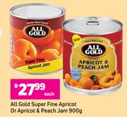 All Gold Super Fine Apricot Or Apricot & Peach Jam-900g Each
