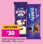 Cadbury Bubbly Chocolate Slabs Assorted-For Any 2 x 87g/97g