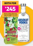 Absolut Vodka 750ml & Liqui Fruit 100% Fruit Juice Blend 1L Free-For Both