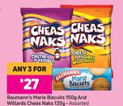 Baumann's Marie Biscuits 150g & Willards Cheas Naks 125g Assorted-For Any 3