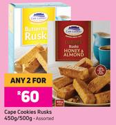 Cape Cookies Rusks Assorted-For Any 2 x 450g/500g