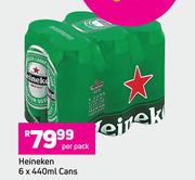 Heineken Cans-6 x 440ml Per Pack