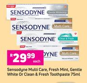 Sensodyne Multi Care, Fresh Mint, Gentle White Or Clean & Fresh Toothpaste-75ml Each