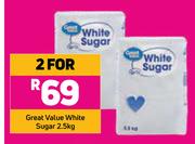 Great Value White Sugar-For 2 x 2.5Kg