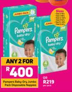 Pampers Baby Dry Jumbo Pack Disposable Nappies-For Any 2 Packs