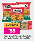 Pasta Grande Macaroni, Spaghetti, Screws Or Tricolore Screws-For Any 5 x 500g