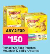 Pamper Cat Food Pouches Multipack Assorted-For 2 x 12 x 85g