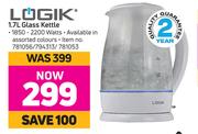 Logik 1.7Ltr Glass Kettle
