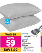 Mainstays 2 Pack Hollowfiber Pillows-Per Set