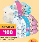Cherubs Baby Wipes Assorted-For 2 x 3x72's Pack