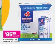 Clover Long Life Milk Assorted-6 x 1L Per Pack