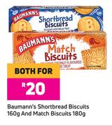 Baumann's Shortbread Biscuits 160g & Match Biscuits 180g-For Both