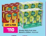 Rhodes 100% Fruit Juice Blend Assorted-For Any 4 x 6 x 200ml