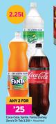 Coca Cola, Sprite, Fanta, Stoney Zero's Tab Assorted-For Any 2 x 2.25Ltr