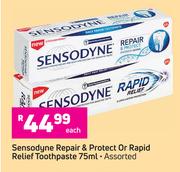Sensodyne Repair & Protect Or Rapid Relief Toothpaste Assorted-75ml Each