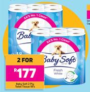 Baby Soft 2 Ply Toilet Tissue-For 2 x 18's Pack