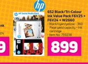 652 Black/Tri-colour ink value pack F6V25+F6V24+W2G60