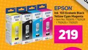 Epson Ink 103 Eco tank Black Yellow Cyan Magenta