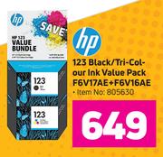 HP 123 Black/Tri Colour Ink Value Pack F6V17AE + F6V16AE