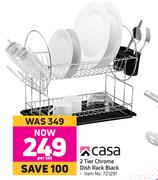 Casa 2 tier Chrome Dish Rack (Black)-Per Set