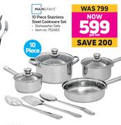 Mainstays 10 Piece Stainless Steel Cookware Set-Per Set