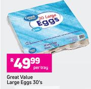 Great Value Large Eggs-30's Per Tray