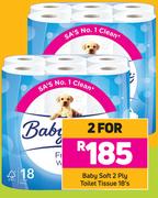 Baby Soft 2 Ply Toilet Tissue-For 2 x 18's