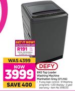 Defy 8Kg Top Loader Washing Machine Manhattan Grey DTL156