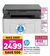 HP Mono Laser MF 135A 3 In 1 Printer 4ZB82A