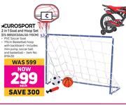Eurosport 2 In 1 Goal & Hoop Set ES-BBSOCGOALSD-115CM