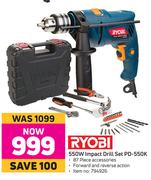 Ryobi 550W Impact Drill Set PD-550K