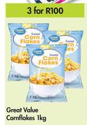 Great Value Corn Flakes-For 3 x 1Kg