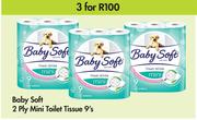 Baby Soft 2 Ply Mini Toilet Tissue-For 3 x 9's