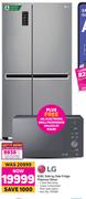 LG 626Ltr Side By Side Fridge Platinum Silver + Free 42Ltr Electronic Grill Microwave