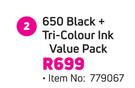 HP 650 Black + Tri Colour Ink Value Pack