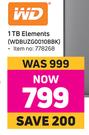 WD 1TB Elements WDBUZG0010BBK