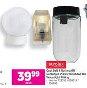 Eurolux Opal ball & Gallery or Rectangle Plastic Bulkhead Or Watertight Fitting-Each