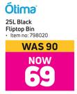 Otima 25Ltr Black Fliptop Bin 798020