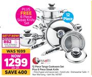Tissolli 12 Piece Tango Cookware Set Plus 6 Piece Steak Knife Set-Per Set