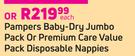 Pampers Baby Dry Jumbo Pack Or Premium Care Value Pack Disposable Nappies-Each