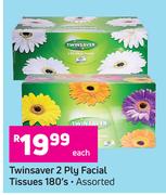 Twinsaver 2 Ply Facial Tissues (Assorted)-180's Each