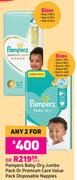 Pampers Baby Dry Jumbo Pack Or Premium Care Value Pack Disposable Nappies-For Any 2