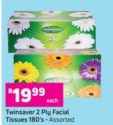 Twinsaver 2 Ply Facial Tissues (Assorted)-180's Each