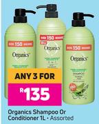 Organics Shampoo Or Conditioner (Assorted)-For Any 3 x 1L