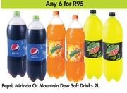 Pepsi, Mirinda Or Mountain Dew Soft Drinks-For Any 6 x 2L