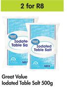 Great Value Iodated Table Salt-For 2 x 500g