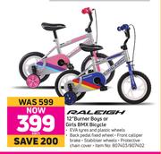 Raleigh 12" Burner Boys Or Girls BMX Bicycle-Each