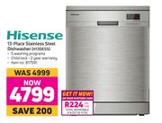 Hisense 13 Place Stainless Steel Dishwasher H13DESS